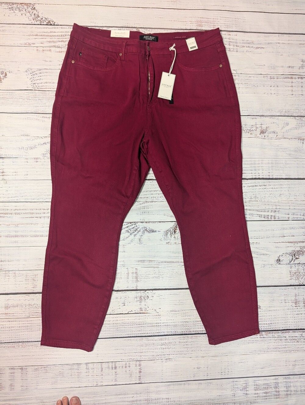 Judy Blue Jeans 22 Plus High Waist Scarlet Red Skinny Leg Tummy Control - Picture 2 of 13